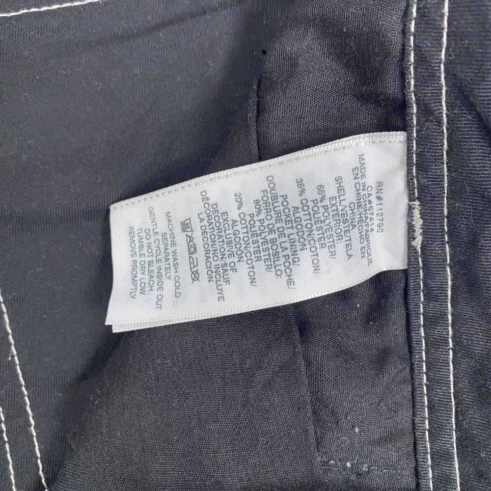 True Religion Cargo Pants Mens 36 Black White Contrast Stitch Horseshoe Logo